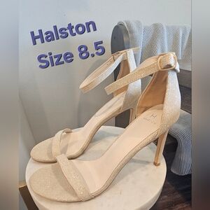 Halston Heritage Cream Stiletto Heels with Ankle Strap